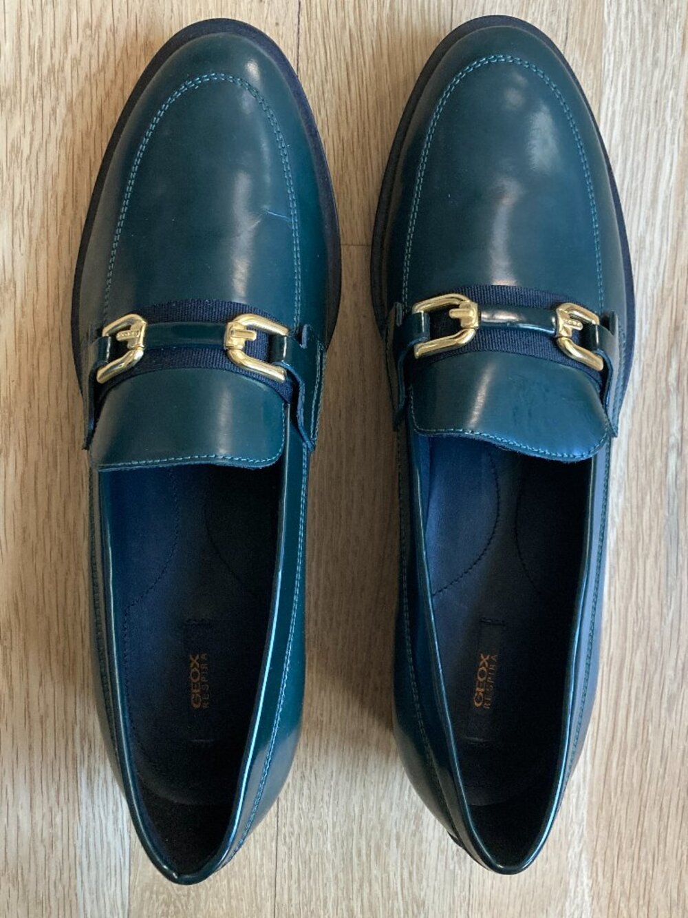 Geox Patent Leather Brogue Loafers – Dark Forest/Black – EU 40 / US 10 – NIB